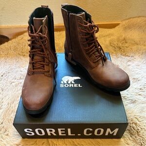 Sorel Emelie Short Lace Leather Boots -   NEW